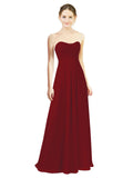 Burgundy A-Line Sweetheart Strapless Long Bridesmaid Dress Melany