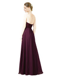 Grape A-Line Sweetheart Strapless Long Bridesmaid Dress Melany