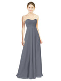 Slate Grey A-Line Sweetheart Strapless Long Bridesmaid Dress Melany