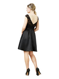 Black A-Line Illusion Knee Length Short Bridesmaid Dress Justice