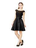 Black A-Line Illusion Knee Length Short Bridesmaid Dress Justice