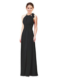 Black Halter Sleeveless Long Bridesmaid Dress Alejandra