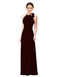 Burgundy Gold Halter Sleeveless Long Bridesmaid Dress Alejandra