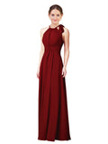 Burgundy Halter Sleeveless Long Bridesmaid Dress Alejandra