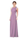 Dark Lavender Halter Sleeveless Long Bridesmaid Dress Alejandra