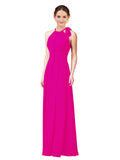 Fuchsia Halter Sleeveless Long Bridesmaid Dress Alejandra