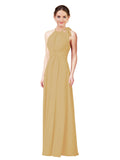 Gold Halter Sleeveless Long Bridesmaid Dress Alejandra