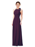 Grape Halter Sleeveless Long Bridesmaid Dress Alejandra