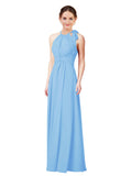 Periwinkle Halter Sleeveless Long Bridesmaid Dress Alejandra