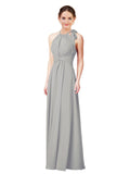 Silver Halter Sleeveless Long Bridesmaid Dress Alejandra