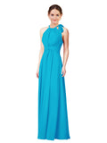 Turquoise Halter Sleeveless Long Bridesmaid Dress Alejandra