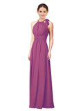 Wild Berry Halter Sleeveless Long Bridesmaid Dress Alejandra