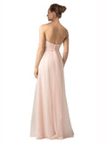 Long A-Line Sweetheart Floor Length Sleeveless Nude Tulle Bridesmaid Dress Jaliyah