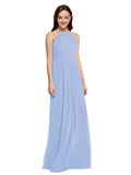 Long Sheath High Neck Halter Sleeveless Lavender Chiffon Bridesmaid Dress Koloti