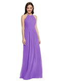 Long Sheath High Neck Halter Sleeveless Tahiti Chiffon Bridesmaid Dress Koloti