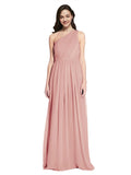 Long A-Line One Shoulder Sleeveless Bliss Chiffon Bridesmaid Dress Orlando