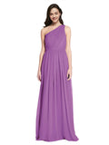 Long A-Line One Shoulder Sleeveless Dahlia Chiffon Bridesmaid Dress Orlando