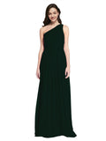 Long A-Line One Shoulder Sleeveless Ever Green Chiffon Bridesmaid Dress Orlando