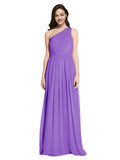 Long A-Line One Shoulder Sleeveless Tahiti Chiffon Bridesmaid Dress Orlando