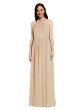 Long A-Line V-Neck Sleeveless Champagne Chiffon Bridesmaid Dress Harris