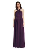 Long A-Line V-Neck Sleeveless Grape Chiffon Bridesmaid Dress Harris