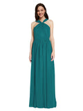 Long A-Line V-Neck Sleeveless Hunter Chiffon Bridesmaid Dress Harris