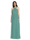 Long A-Line V-Neck Sleeveless Icelandic Silver Chiffon Bridesmaid Dress Harris