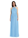 Long A-Line V-Neck Sleeveless Periwinkle Chiffon Bridesmaid Dress Harris