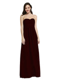 Long A-Line Strapless Sweetheart Sleeveless Burgundy Gold Chiffon Bridesmaid Dress Jenner