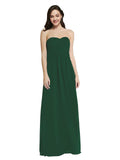 Long A-Line Strapless Sweetheart Sleeveless Dark Green Chiffon Bridesmaid Dress Jenner