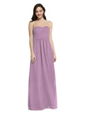 Long A-Line Strapless Sweetheart Sleeveless Dark Lavender Chiffon Bridesmaid Dress Jenner