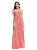 Long A-Line Strapless Sweetheart Sleeveless Desert Rose Chiffon Bridesmaid Dress Jenner