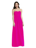 Long A-Line Strapless Sweetheart Sleeveless Fuchsia Chiffon Bridesmaid Dress Jenner