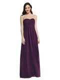 Long A-Line Strapless Sweetheart Sleeveless Grape Chiffon Bridesmaid Dress Jenner