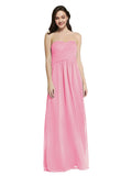 Long A-Line Strapless Sweetheart Sleeveless Hot Pink Chiffon Bridesmaid Dress Jenner