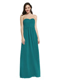 Long A-Line Strapless Sweetheart Sleeveless Hunter Chiffon Bridesmaid Dress Jenner