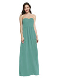 Long A-Line Strapless Sweetheart Sleeveless Icelandic Silver Chiffon Bridesmaid Dress Jenner