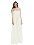 Long A-Line Strapless Sweetheart Sleeveless Ivory Chiffon Bridesmaid Dress Jenner