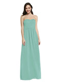 Long A-Line Strapless Sweetheart Sleeveless Jade Chiffon Bridesmaid Dress Jenner