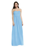 Long A-Line Strapless Sweetheart Sleeveless Periwinkle Chiffon Bridesmaid Dress Jenner