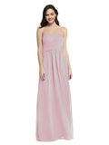 Long A-Line Strapless Sweetheart Sleeveless Primrose Chiffon Bridesmaid Dress Jenner