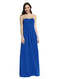 Long A-Line Strapless Sweetheart Sleeveless Royal Blue Chiffon Bridesmaid Dress Jenner