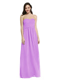 Long A-Line Strapless Sweetheart Sleeveless Violet Chiffon Bridesmaid Dress Jenner