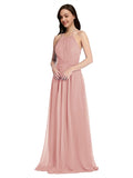 Long A-Line High Neck Halter Sleeveless Bliss Chiffon Bridesmaid Dress Larson