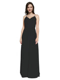 Long Sheath V-Neck Sleeveless Black Chiffon Bridesmaid Dress Marla