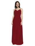 Long Sheath V-Neck Sleeveless Burgundy Chiffon Bridesmaid Dress Marla