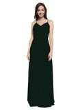 Long Sheath V-Neck Sleeveless Ever Green Chiffon Bridesmaid Dress Marla