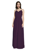 Long Sheath V-Neck Sleeveless Grape Chiffon Bridesmaid Dress Marla