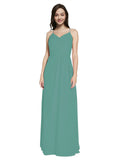 Long Sheath V-Neck Sleeveless Icelandic Silver Chiffon Bridesmaid Dress Marla