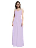 Long Sheath V-Neck Sleeveless Lilac Chiffon Bridesmaid Dress Marla